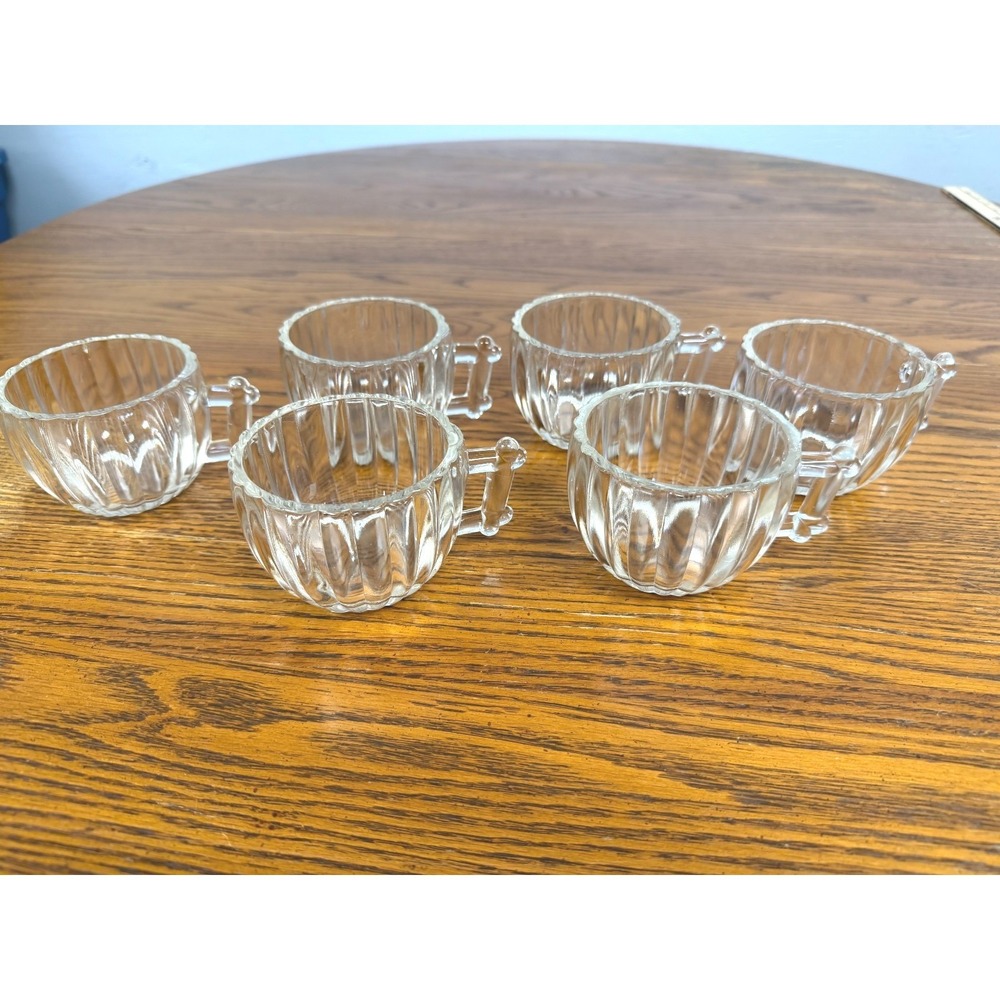 Jeannette Glass NATIONAL CLEAR 2 ⅜" Ribbed Punch Cups Viintage